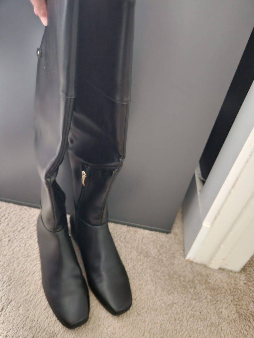 NWT Liz Claiborne LC Dover Black Knee High Faux Leather Boots Women's Size 7M - Picture 7 of 15